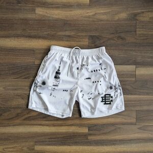 Eric Emanuel White Shorts with Black Logo